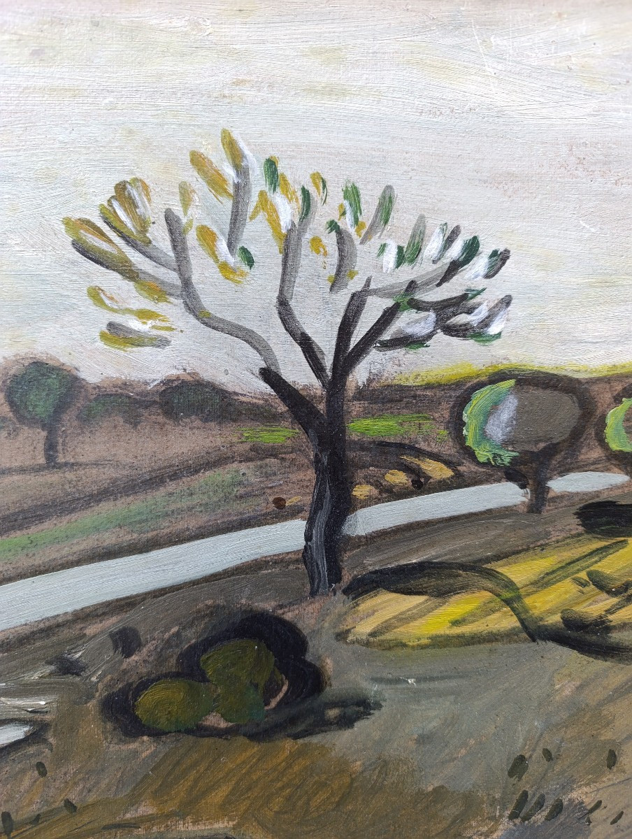 A. Chabaud (1882-1955), La route blanche, huile sur carton, signée, encadrée, certificat-photo-2