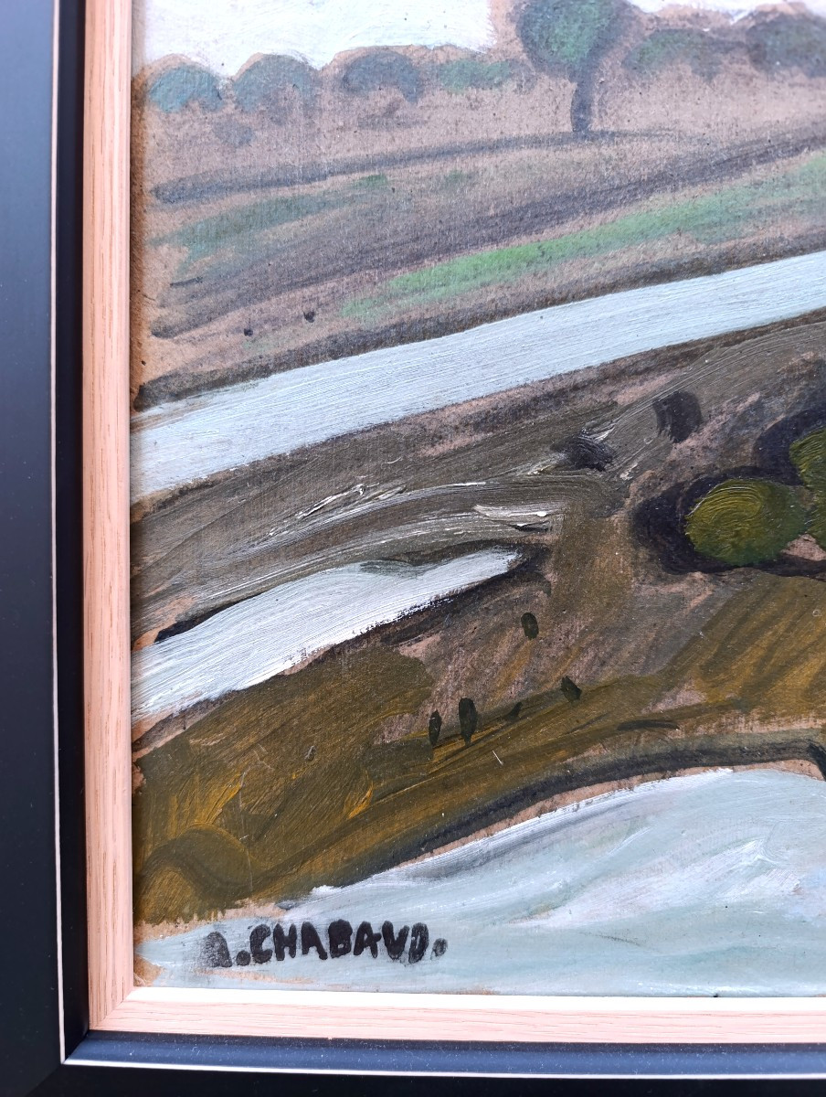 A. Chabaud (1882-1955), La route blanche, huile sur carton, signée, encadrée, certificat-photo-3