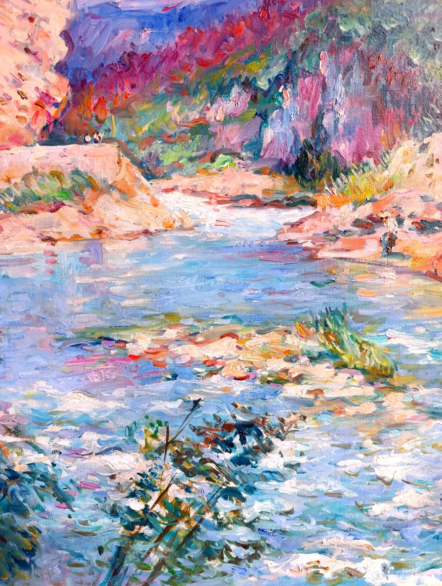 Max Agostini (1914-1997), Les gorges du Verdon, huile sur toile signée-photo-2