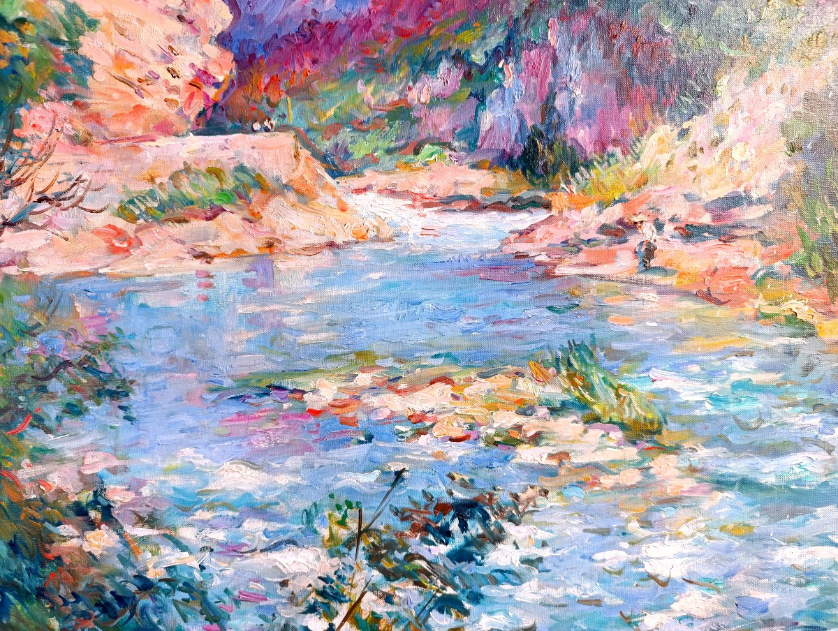 Max Agostini (1914-1997), Les gorges du Verdon, huile sur toile signée-photo-2