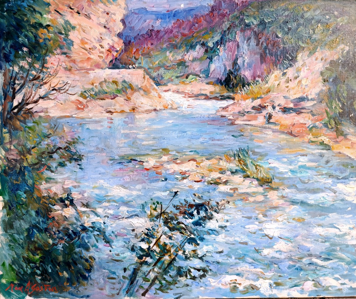 Max Agostini (1914-1997), Les gorges du Verdon, huile sur toile signée