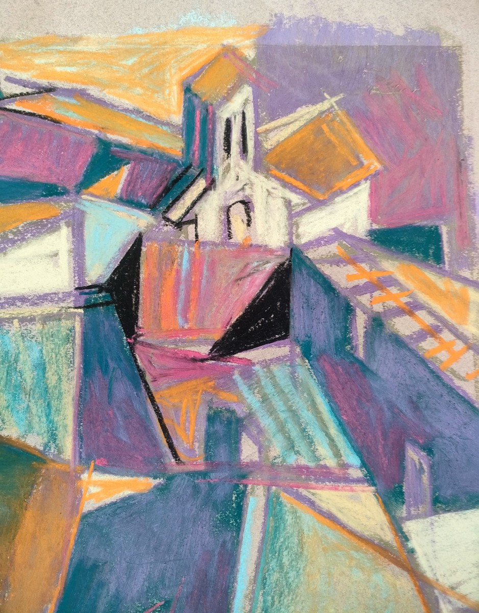 Ghiraudi (20th Century), Provençal Village, St Paul De Vence? Signed, Framed Under Glass-photo-2
