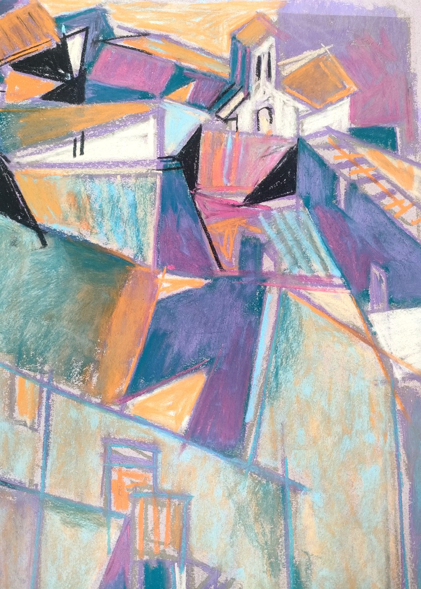 Ghiraudi (20th Century), Provençal Village, St Paul De Vence? Signed, Framed Under Glass-photo-3