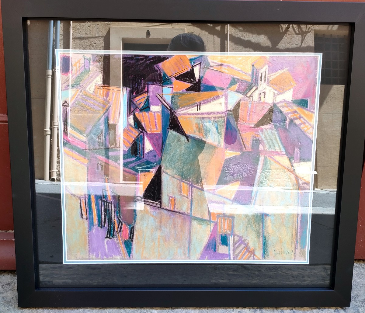 Ghiraudi (20th Century), Provençal Village, St Paul De Vence? Signed, Framed Under Glass-photo-4