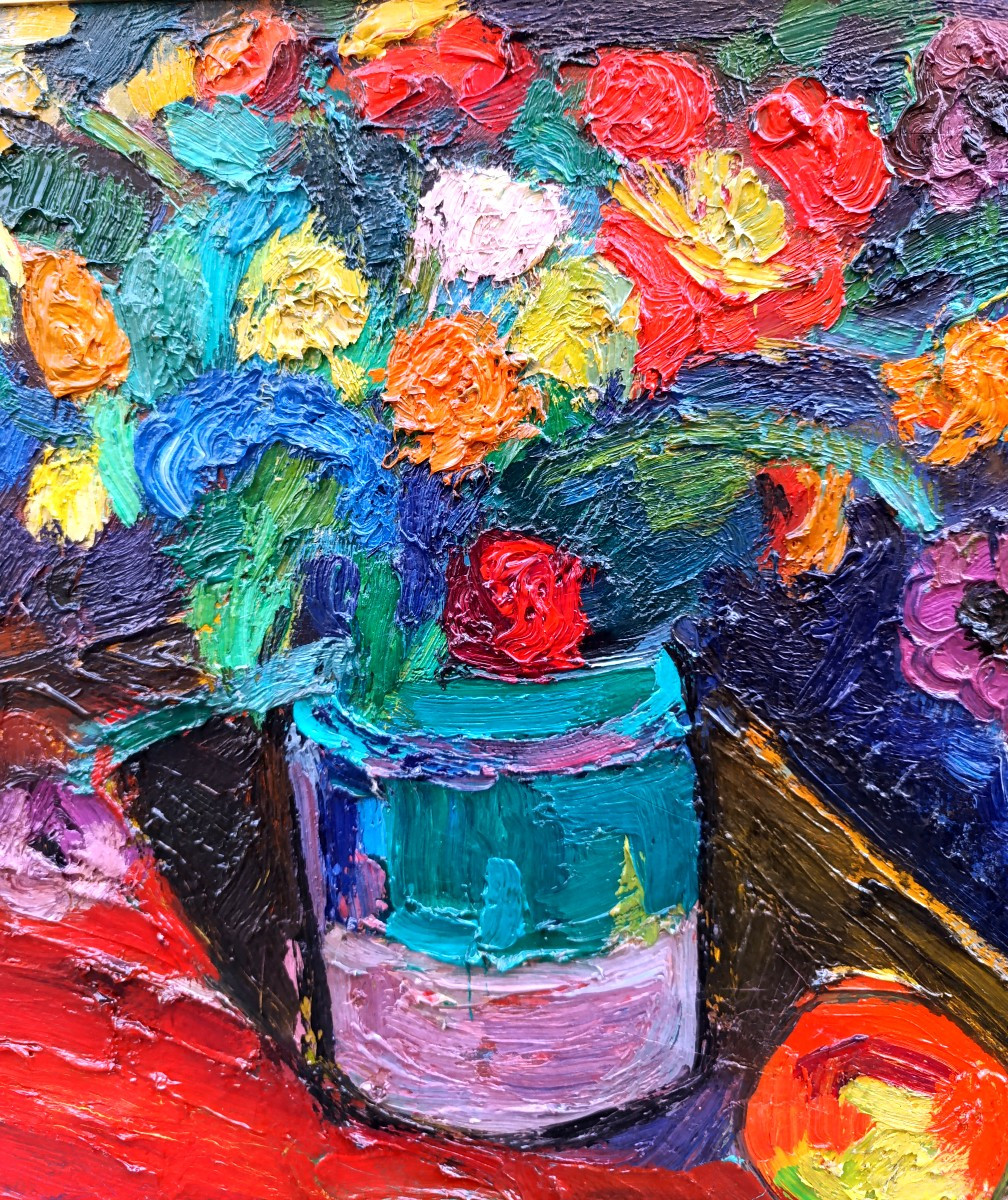 Pierre Ambrogiani (1907-1985), Nature morte au bouquet, Huile Sur Toile Signée, encadrée-photo-2