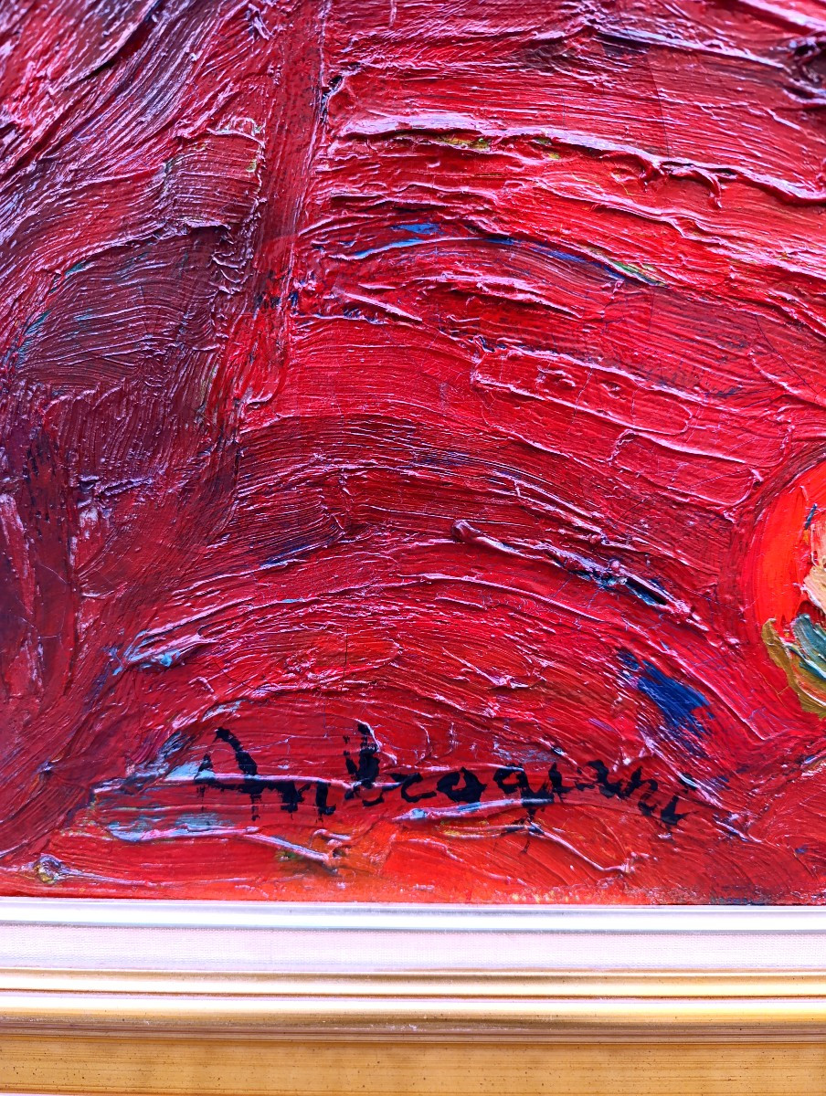 Pierre Ambrogiani (1907-1985), Nature morte au bouquet, Huile Sur Toile Signée, encadrée-photo-3