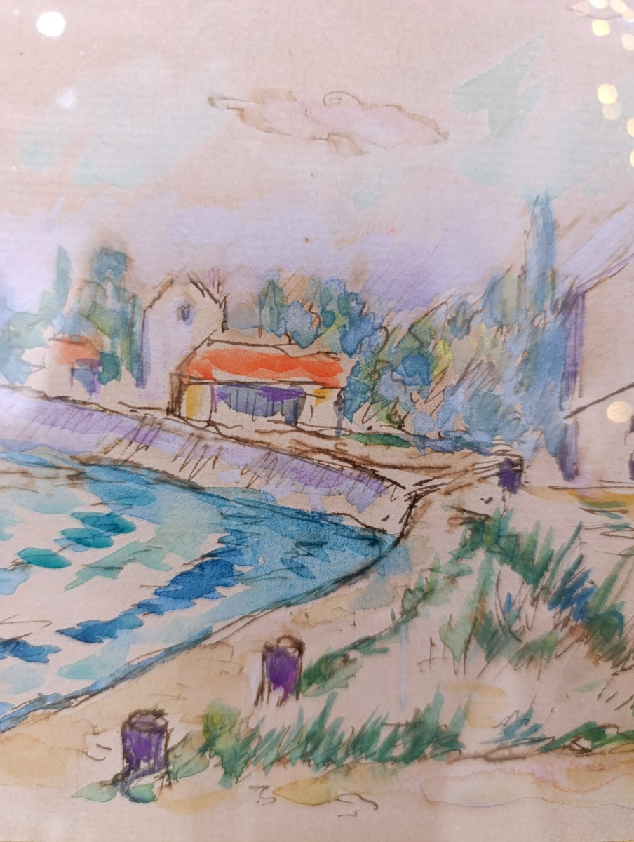 Henri Manguin (1874-1949), Ile de la Barthelasse, Avignon, Aquarelle Sur Papier, Signée, située-photo-3