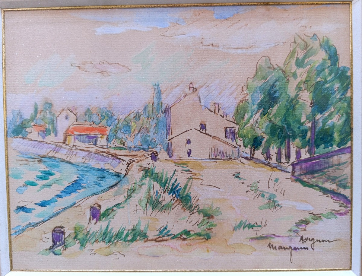 Henri Manguin (1874-1949), Ile de la Barthelasse, Avignon, Aquarelle Sur Papier, Signée, située