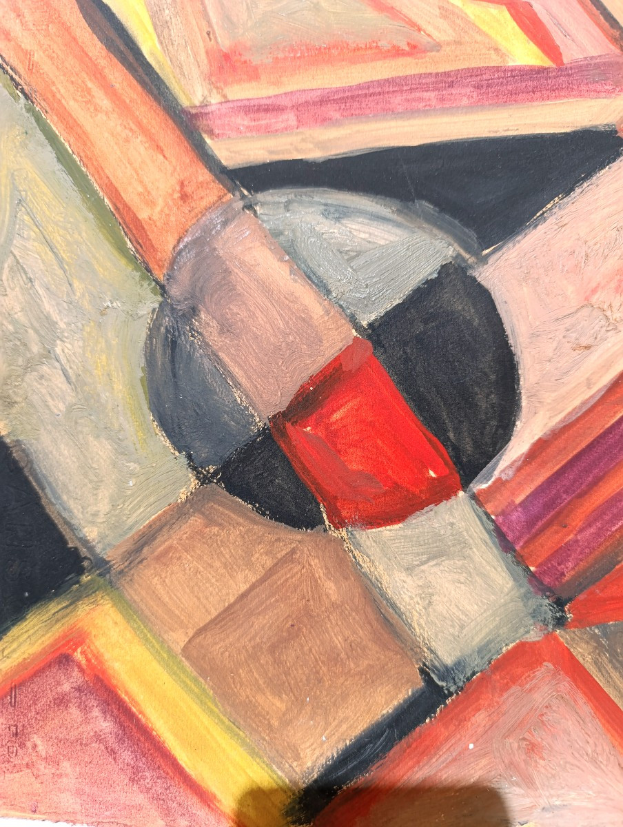 Nicolai Issaiev (1891-1977), Cubist Composition, Gouache On Paper Signed, Framed-photo-4