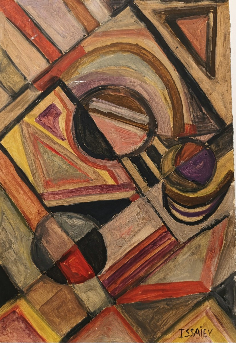 Nicolai Issaiev (1891-1977), Cubist Composition, Gouache On Paper Signed, Framed-photo-2