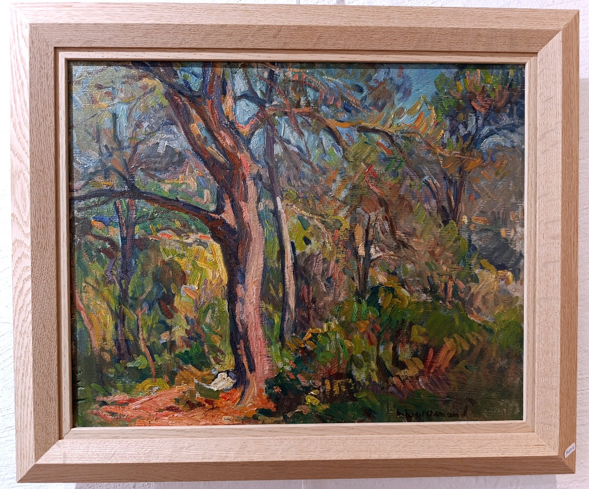 Marcel Arnaud (1877-1956),  Le bois de pins, Huile Sur panneau, Signée, Encadrée-photo-4