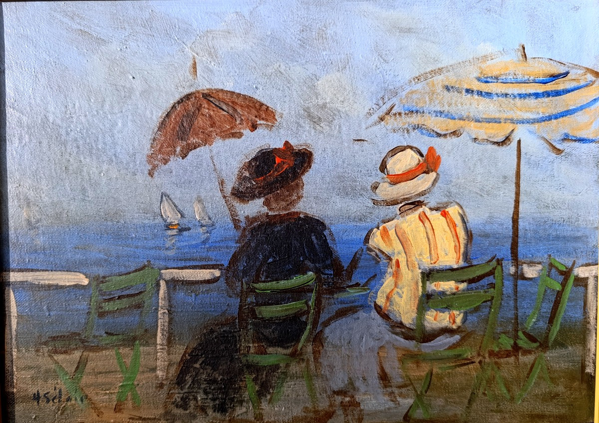 Henri Saint Clair (1899-1990), Bord de mer, huile sur toile signée, encadrée, année 1934