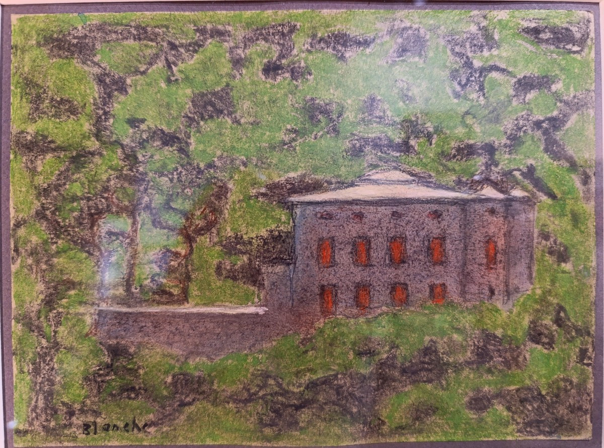 Jean-pierre Blanche (1927-2022), Chateau De Vauvenargues, Pastel On Paper, Signed, Framed