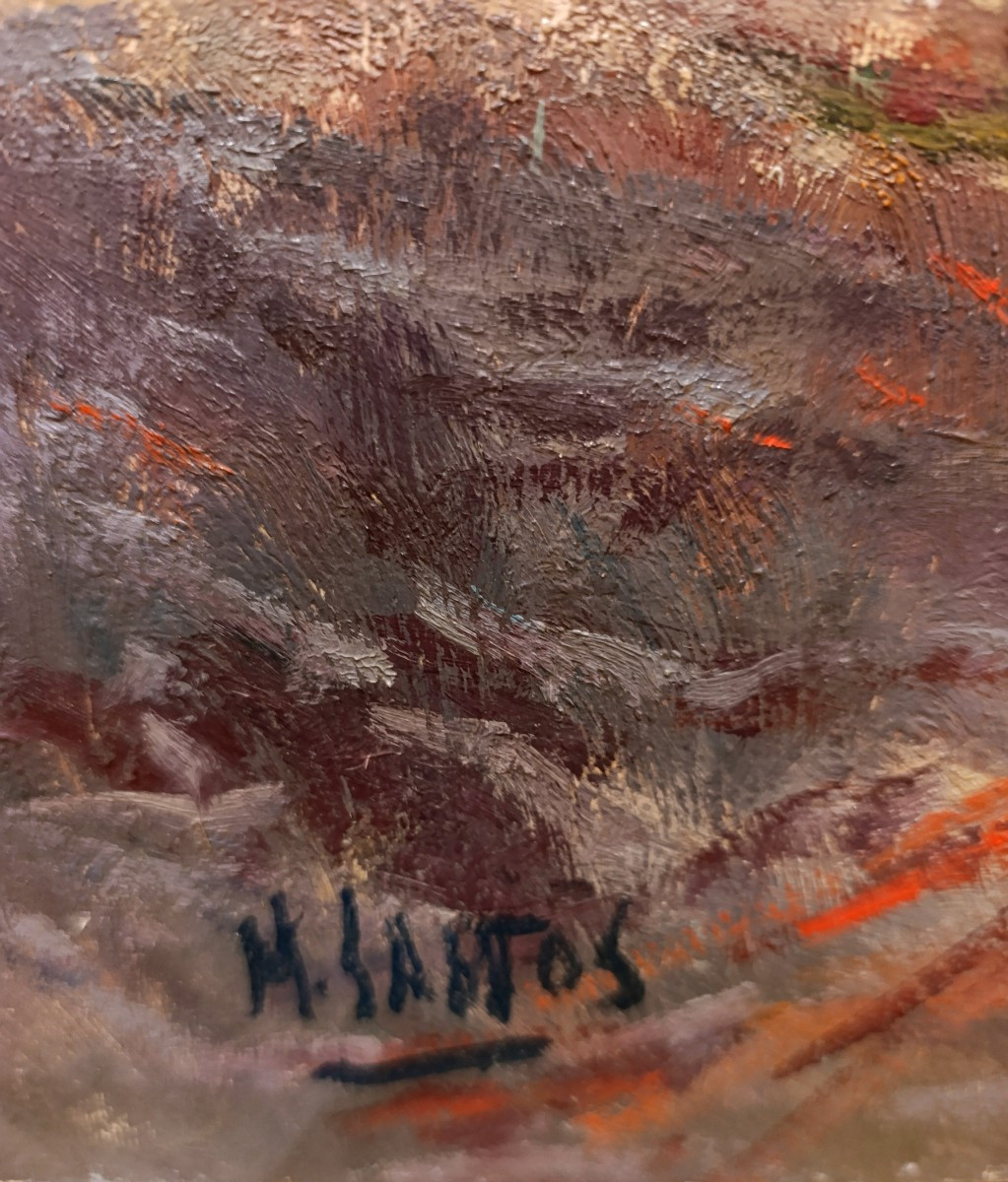 Maurice SANTOS (XXème), La voile jaune, huile sur toile signée à gauche-photo-2