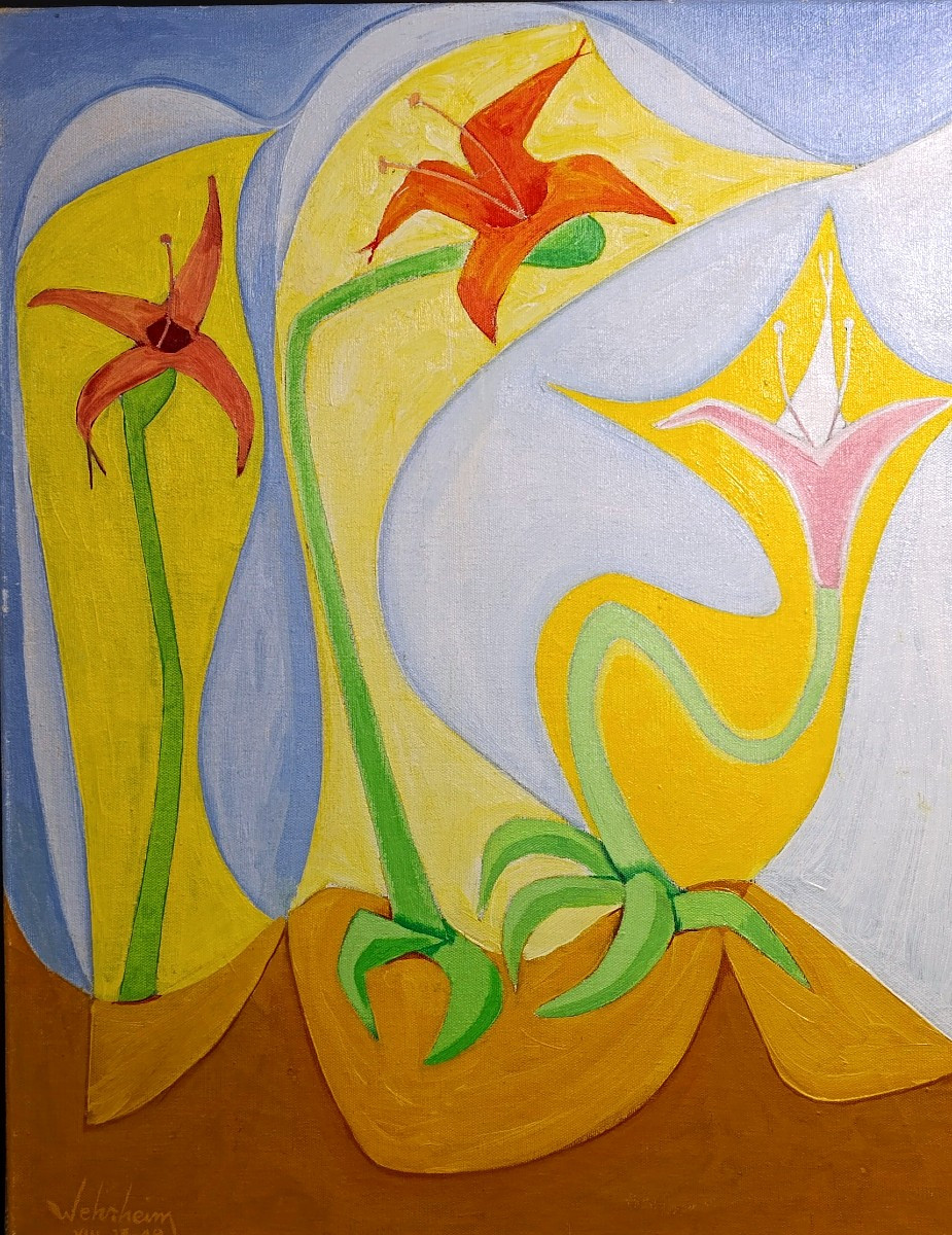 Bud Wehrheim (1910-2001), Wild Flowers, Oil On Canvas, Signed, Dated 1948, Framed-photo-3