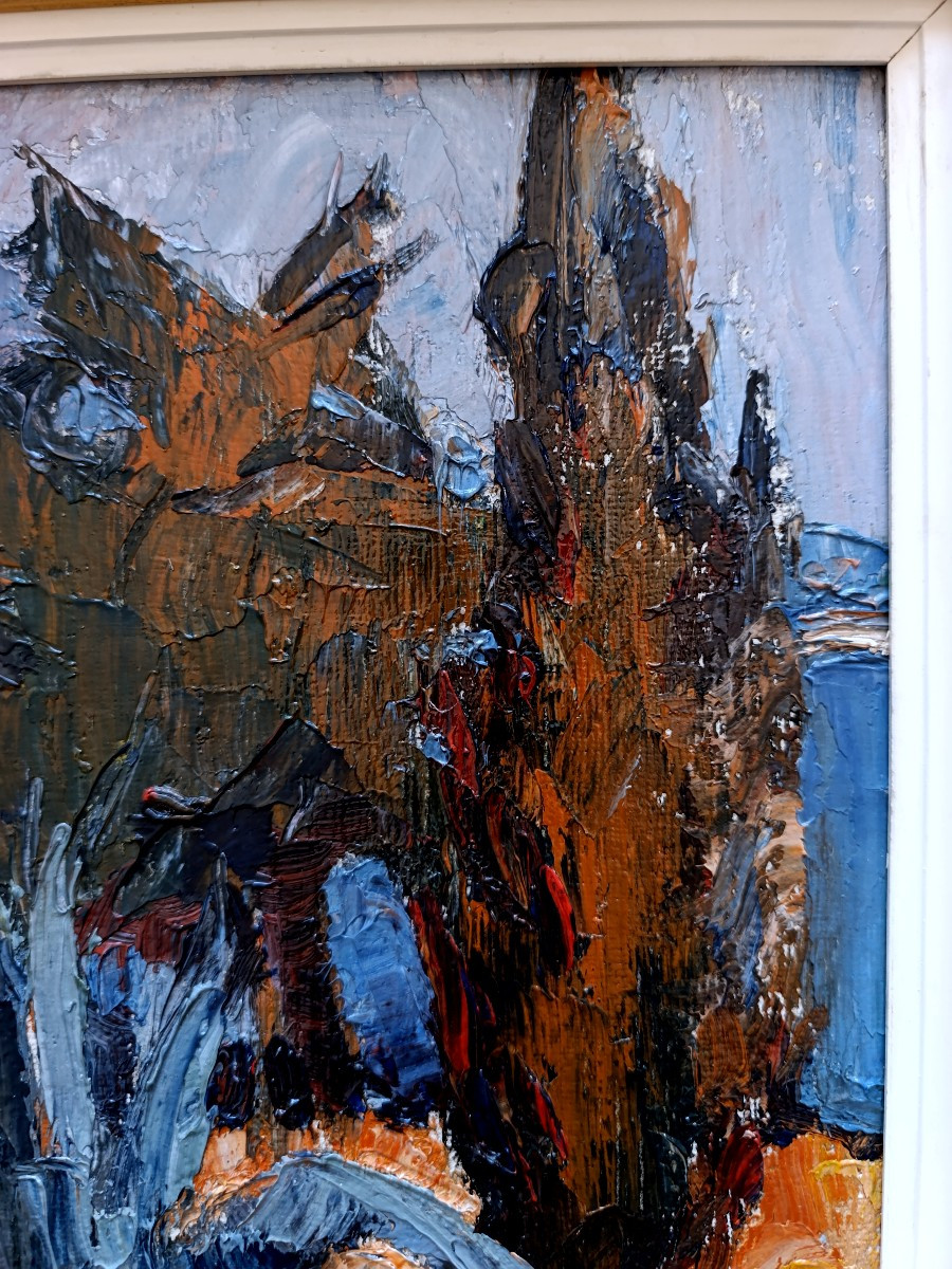 H. Caston (20th Century), Mediterranean Coastline, Oil On Cardboard, Signed, Framed-photo-2