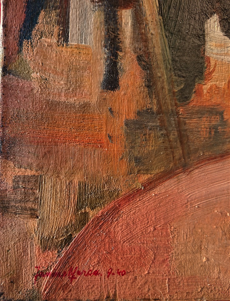 Janine MARCA (1921-2013), Grand nu dans l'atelier, huile sur toile signée, encadrée-photo-3