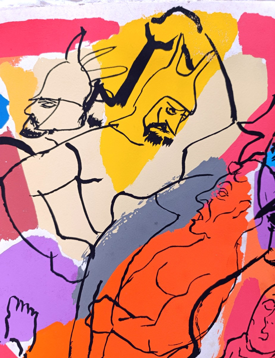 Pierre Ambrogiani (1907-1985), La lutte, Pochoir sur papier, signé dans la planche-photo-2