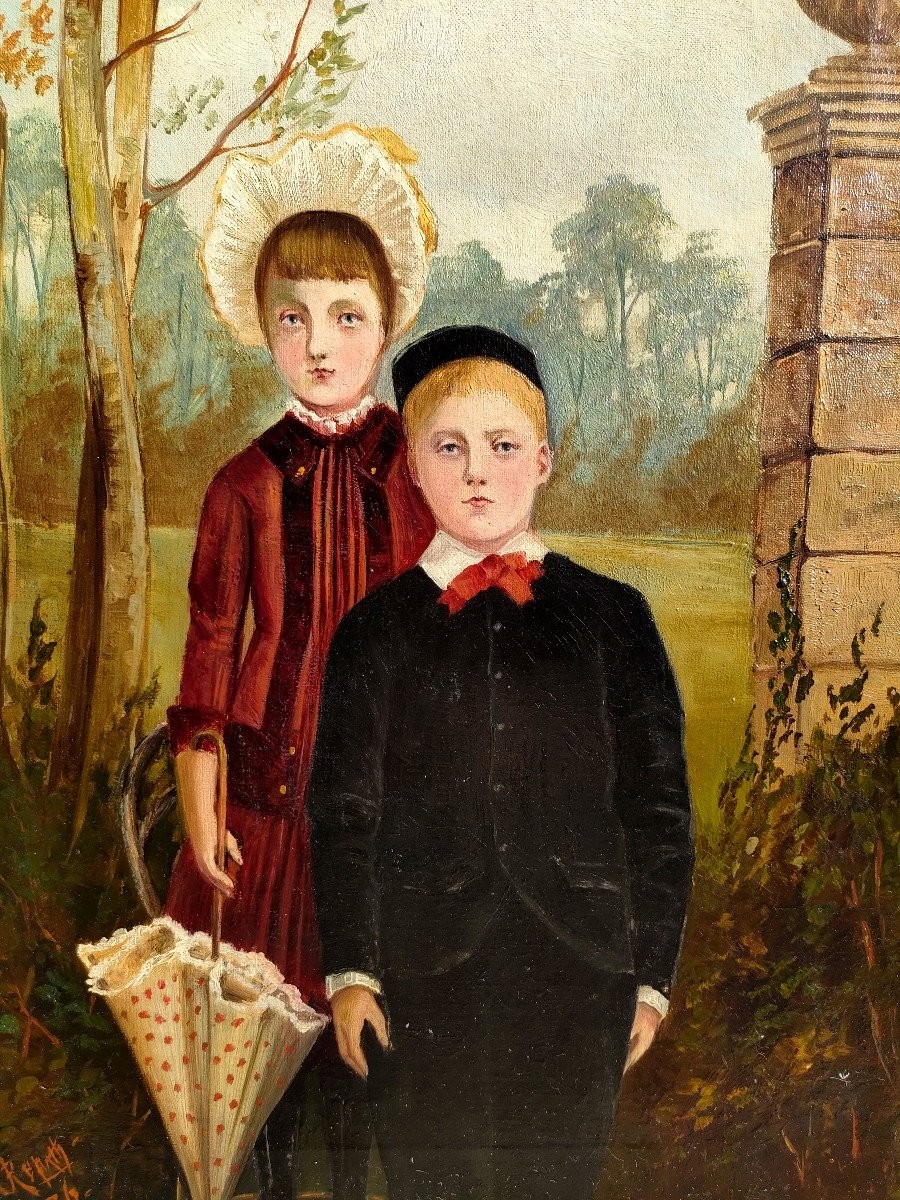 Northern School, Signed Repath?, The Ready Children, Oil On Canvas, 1926, Signed, Framed-photo-3