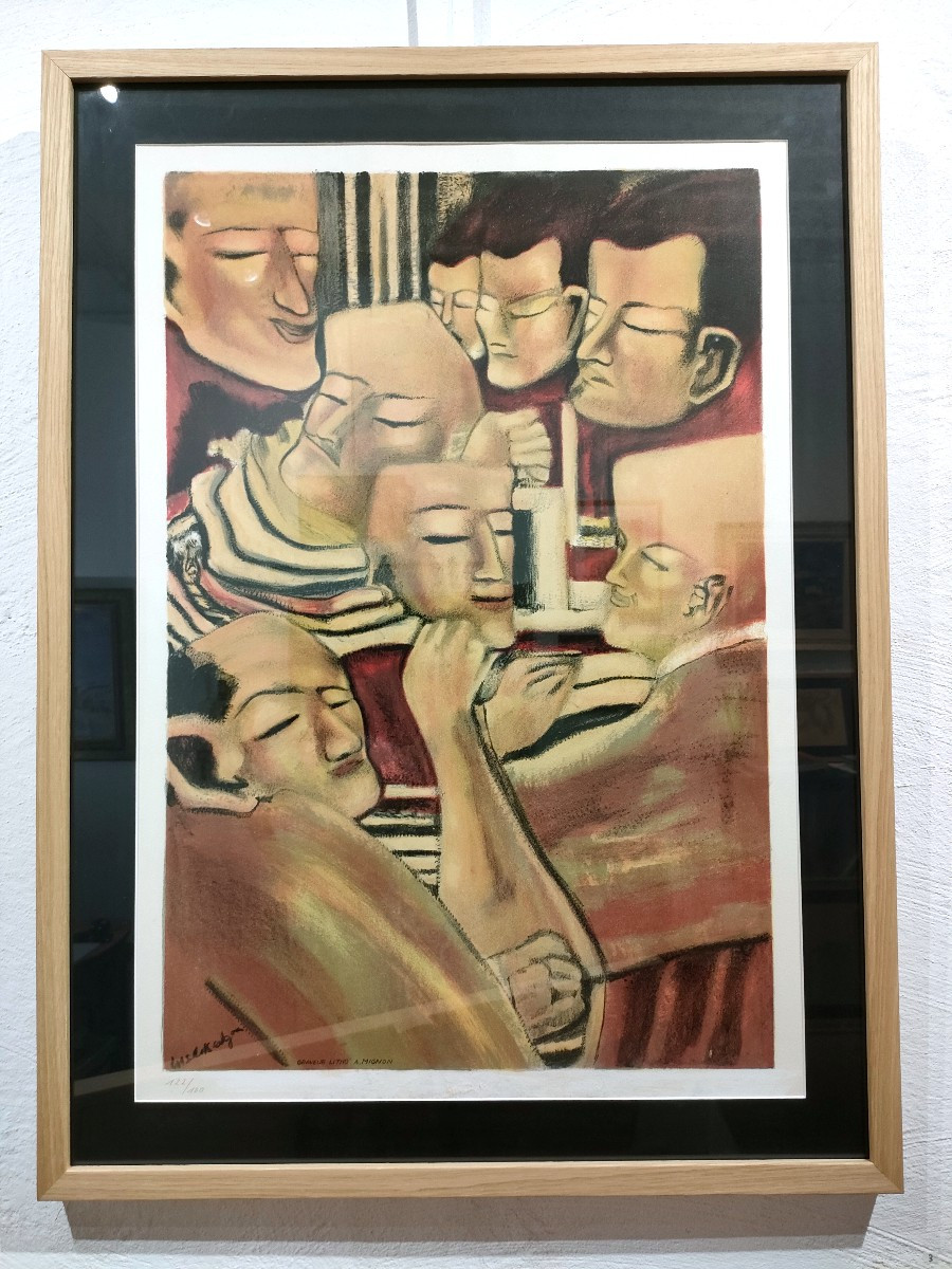 E. Melik (1904-1976), Masks, Lithograph On Velin Paper, Numbered 122/180, Framed-photo-1