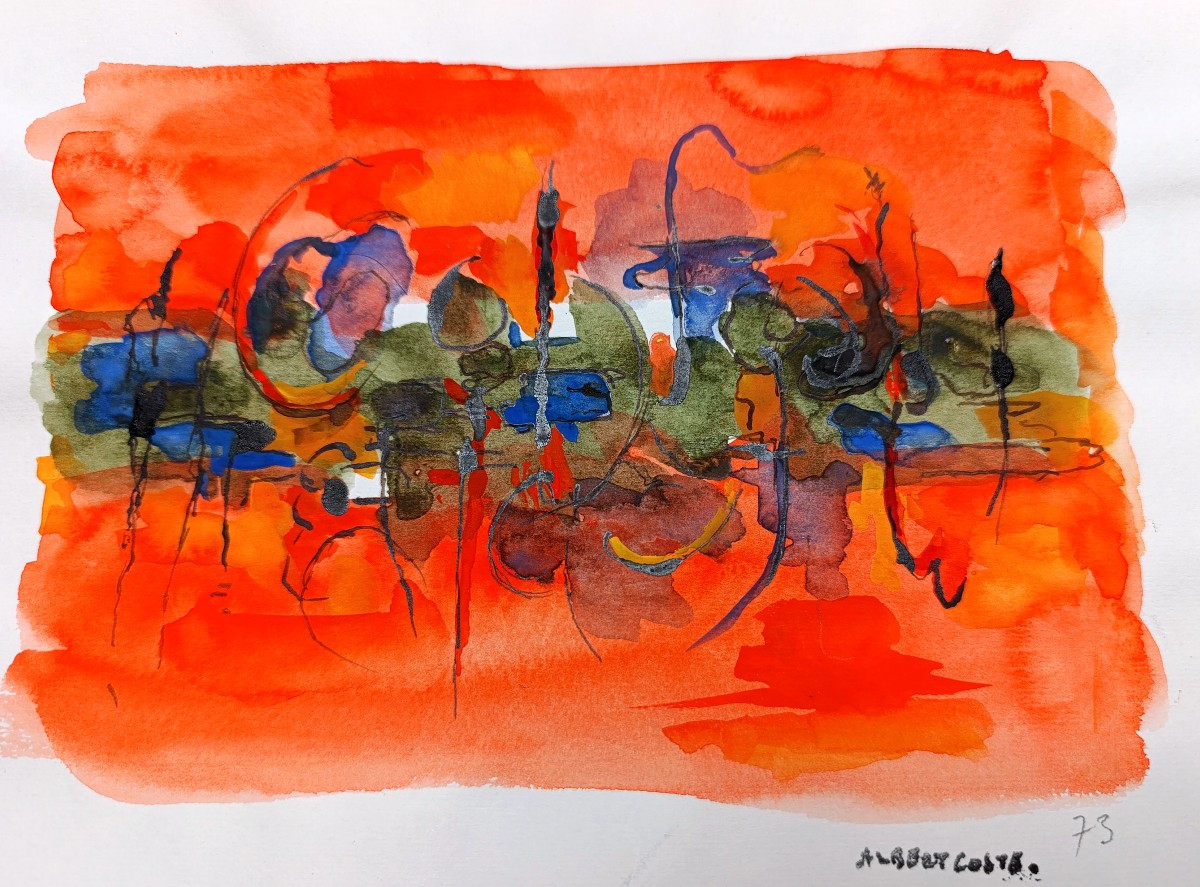 Albert Coste (1895-1985), Abstraction, Gouache Signed On The Right, 73, Framed.