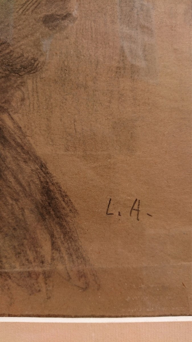 Louis Audibert( 1880-1983), Portrait d'homme par Louis Audibert, fusain sur papier, encadré-photo-2