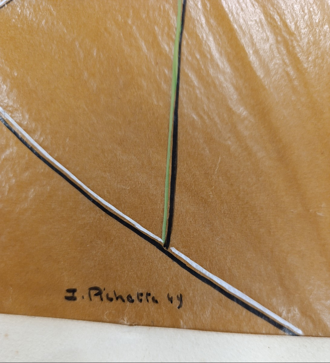 James Pichette (1920-1996), The Acrobat, Oil And Ink On Tracing Paper, Signed, Dated 1946-photo-2