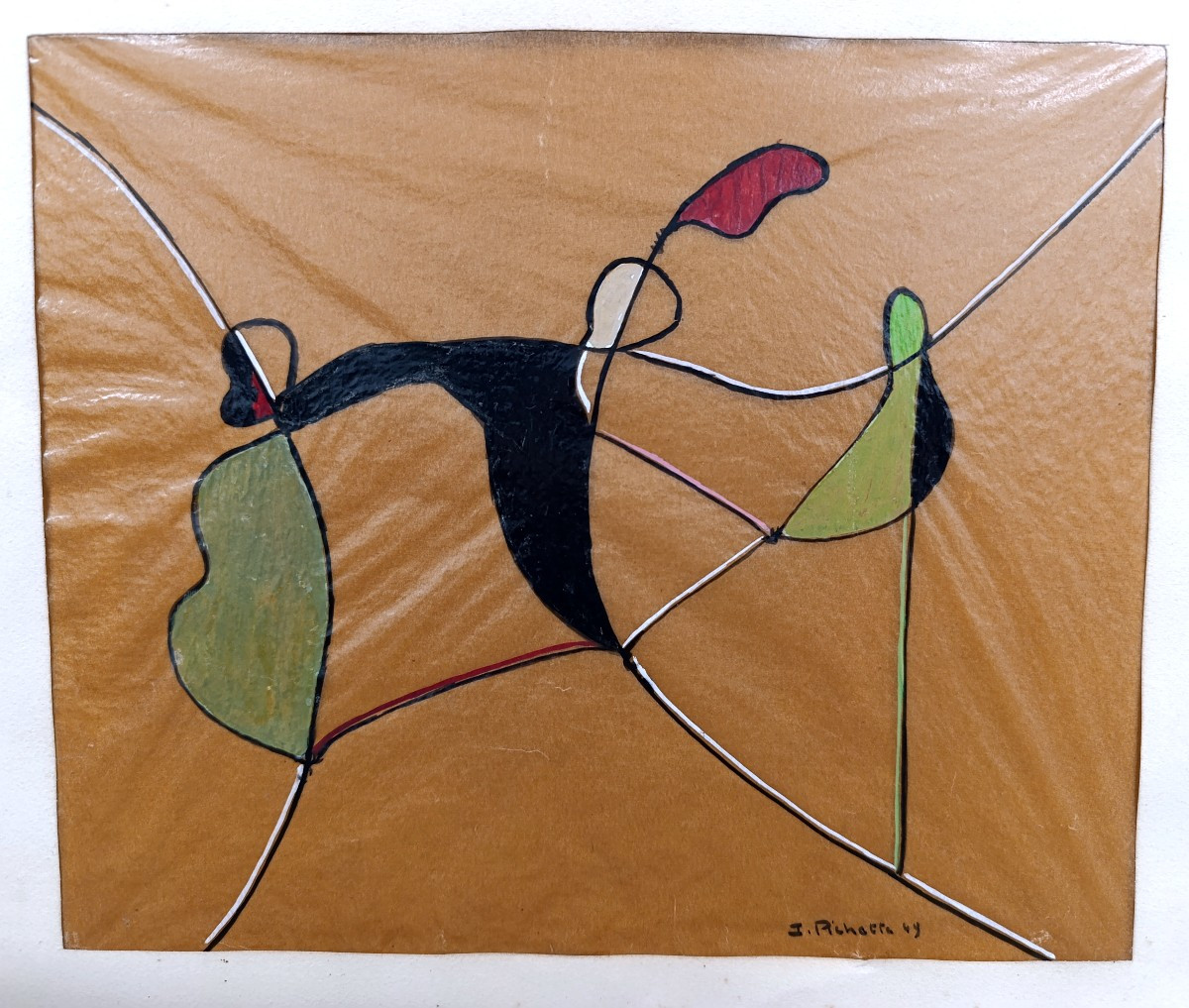 James Pichette (1920-1996), The Acrobat, Oil And Ink On Tracing Paper, Signed, Dated 1946