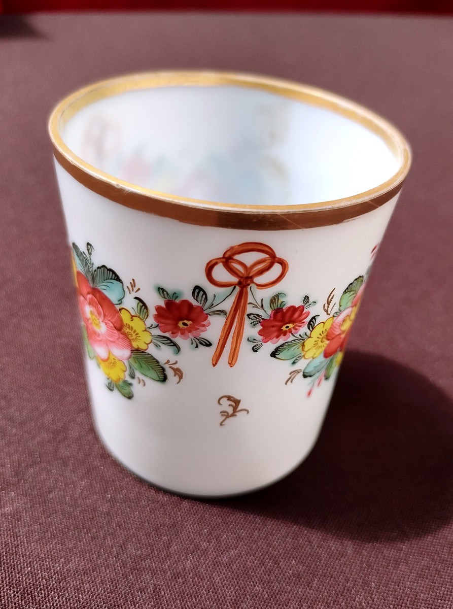 A Clear White Opaline Glass Goblet Decorated With Pansies, Charles X