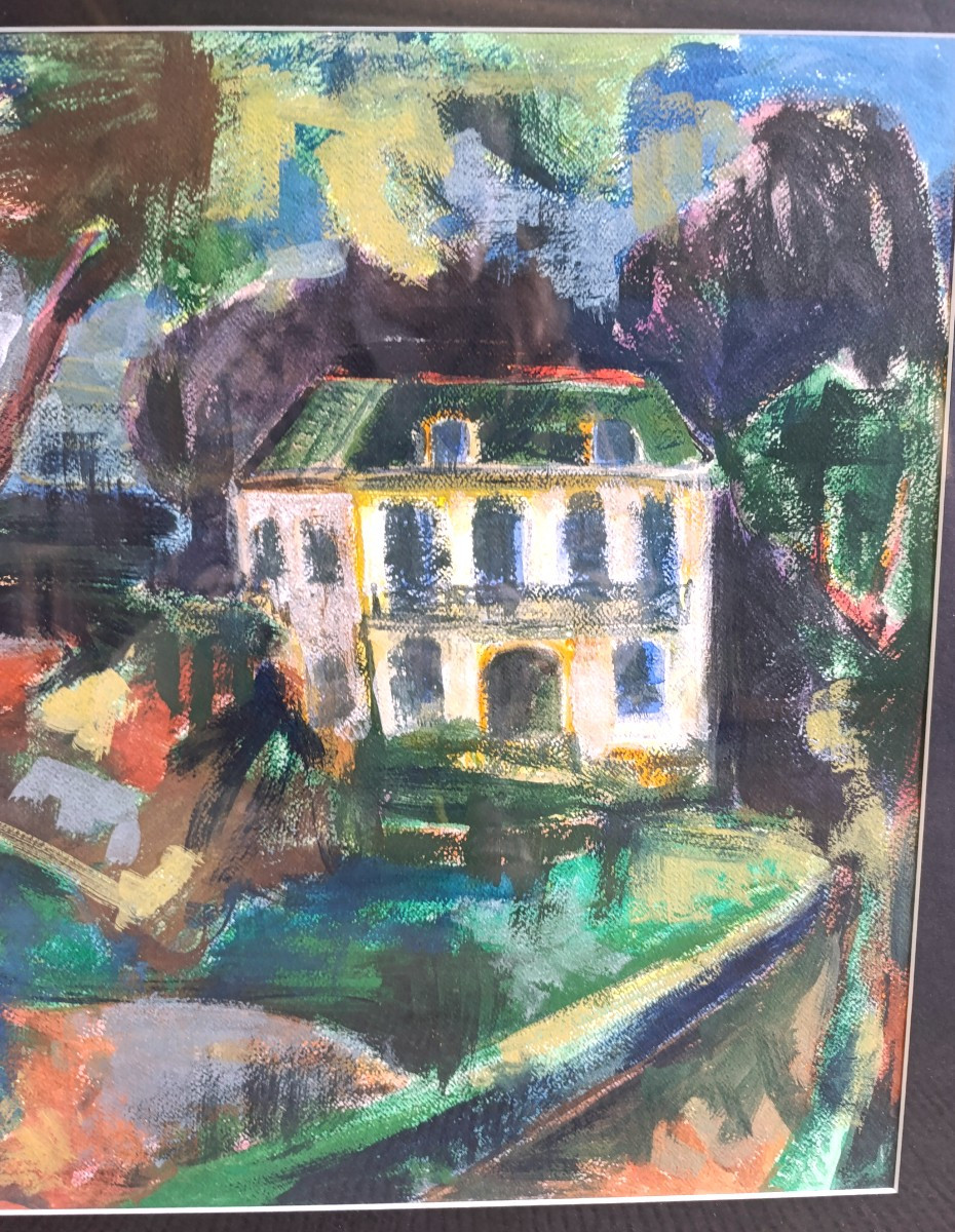 Raphael Arnal (1906-1963), Le parc des Andreis , gouache et huile, Signée, Encadrée, 1947-photo-3