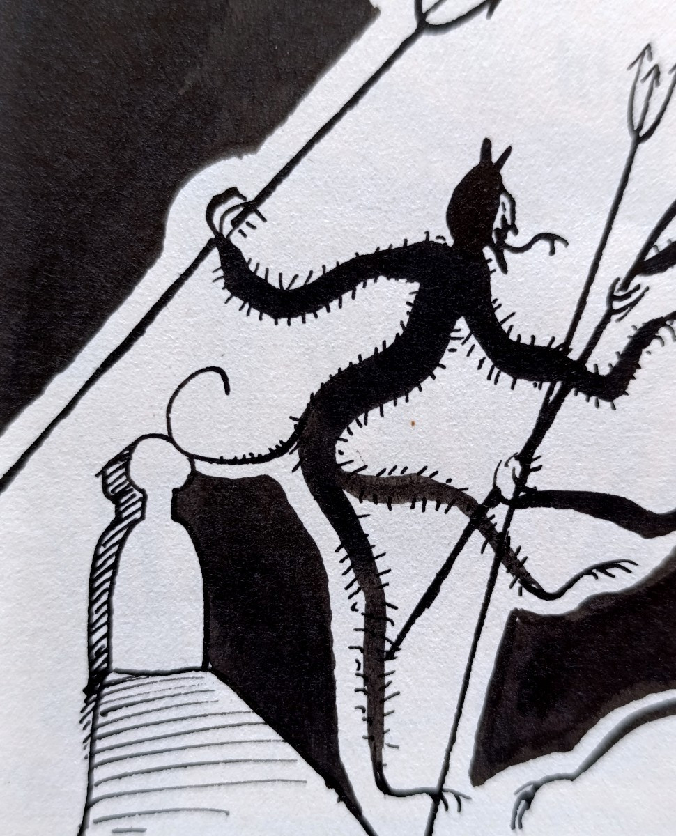 Raphael Arnal (1906-1963), Mysticisme, Encre Sur Papier, Signée, Encadrée, 1932-photo-2