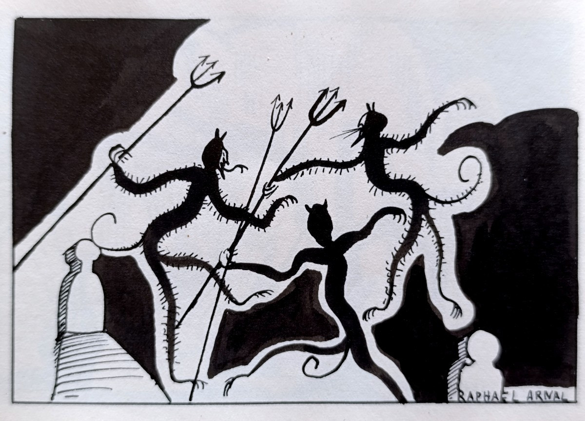 Raphael Arnal (1906-1963), Mysticisme, Encre Sur Papier, Signée, Encadrée, 1932