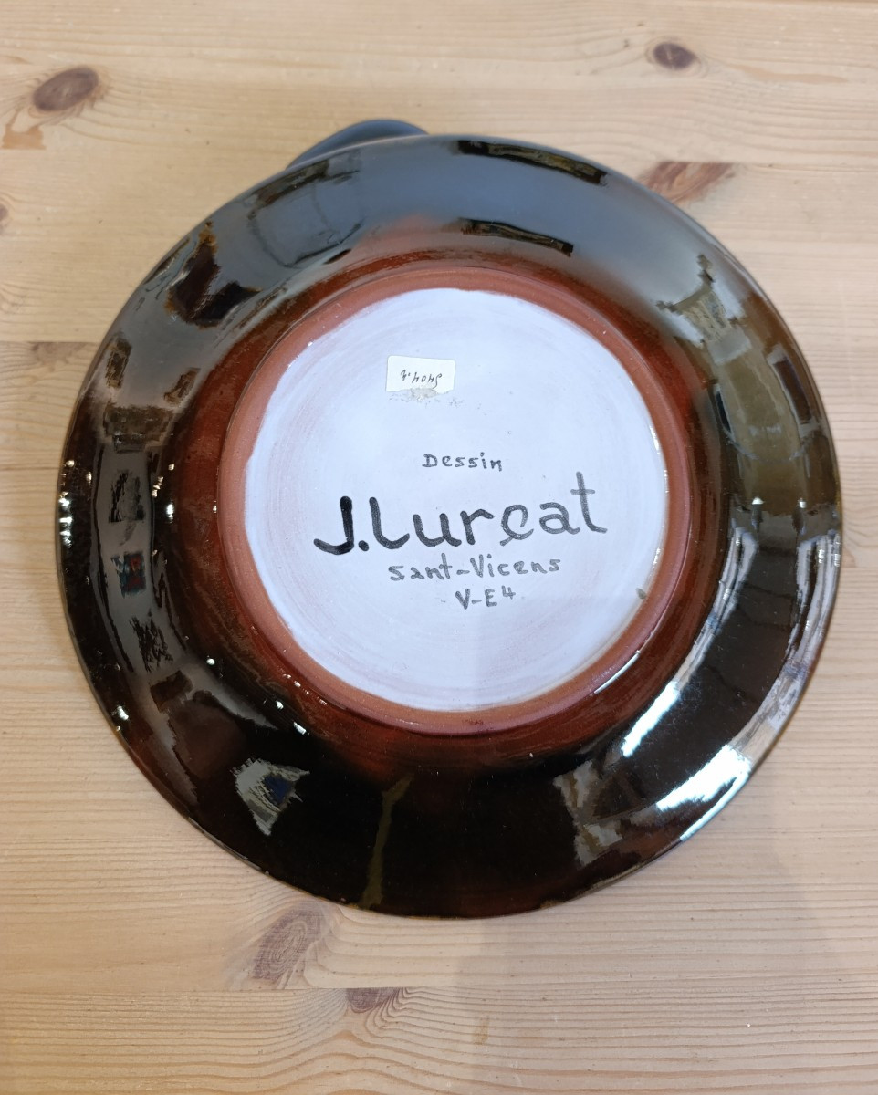 Jean Lurçat (1888-1966), Assiette en céramique au profil d'homme, Sant Vicens, signée-photo-3