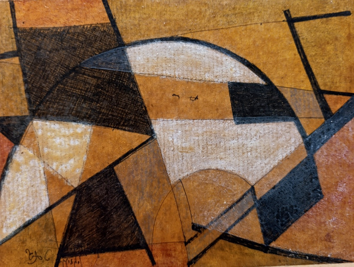 JOHANNES (XXème), Composition géométrique, Huile sur carton signée, contresignée au dos-photo-2