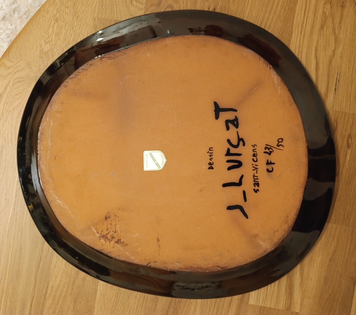 Jean Lurçat (1888-1966), Dish With Rooster Decoration In Brown And Black Ceramic, Signed On The Back, St Vicens-photo-2