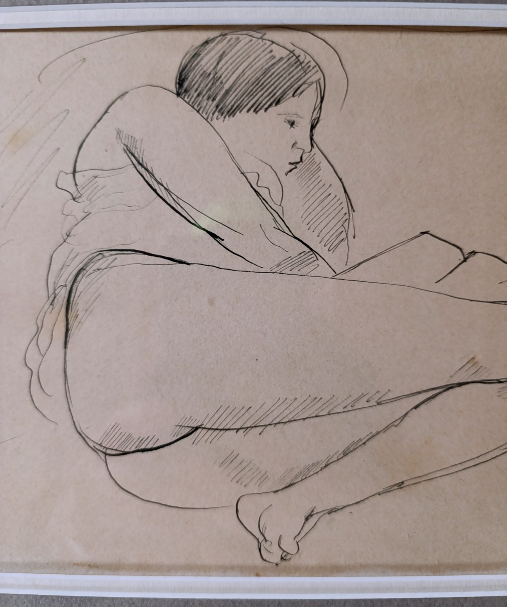 A. Dunoyer De Segonzac (1888-1974), Nu Allongé, Drow With Plume, Signed, With Frame-photo-2