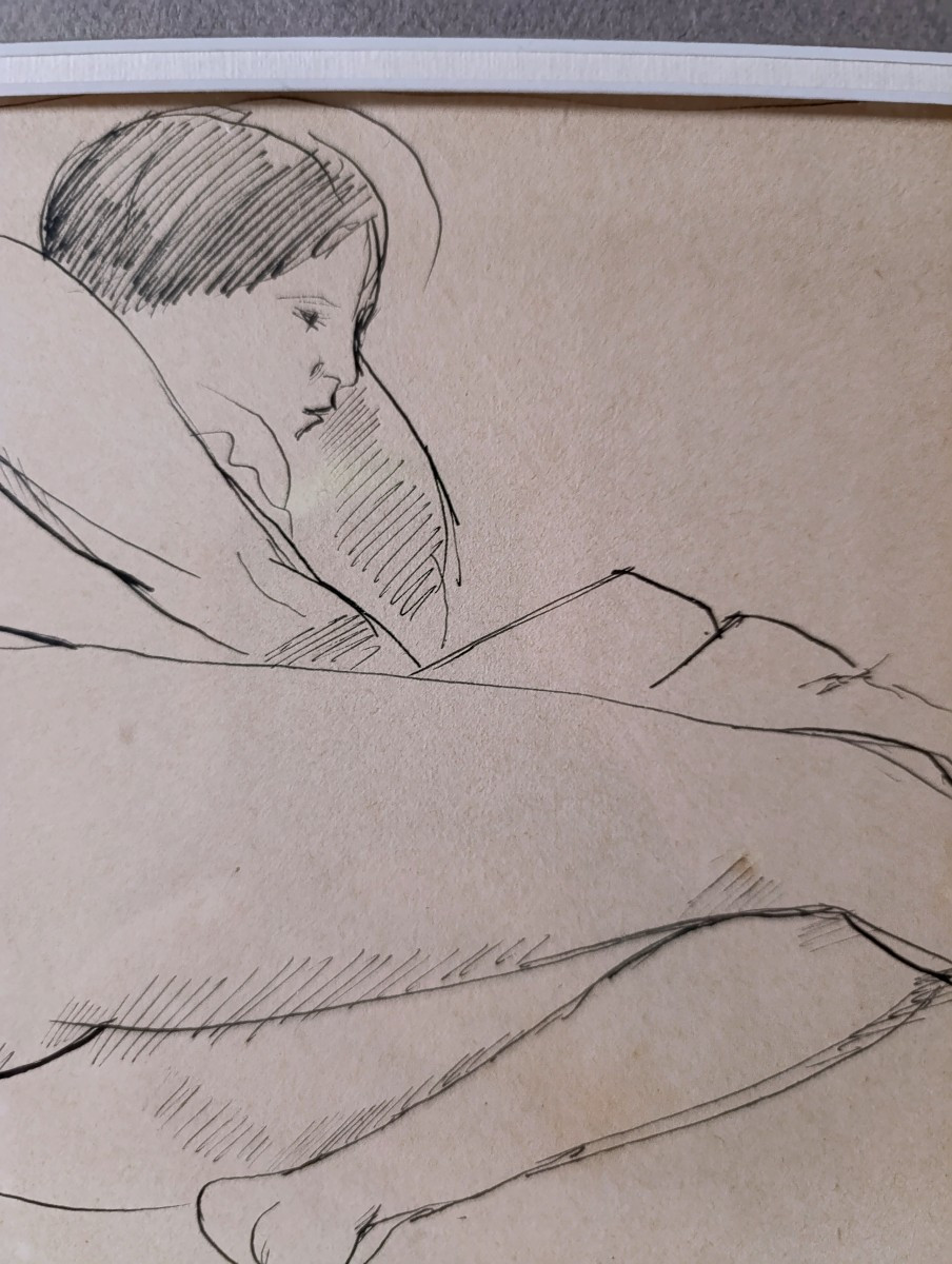 A. Dunoyer De Segonzac (1888-1974), Nu Allongé, Drow With Plume, Signed, With Frame-photo-1