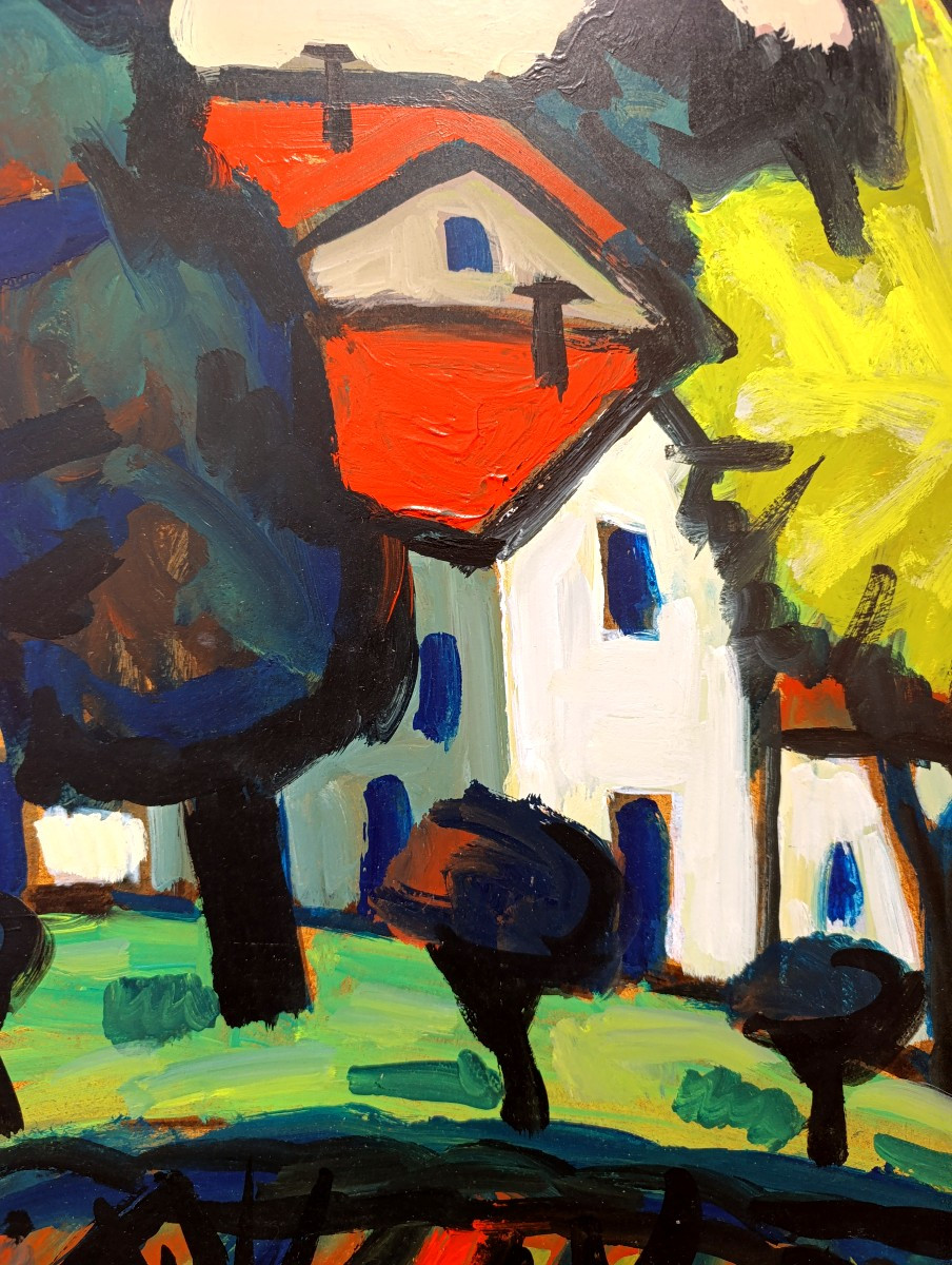 Henri AUTRAN (1926-2007), Le Mas à Tourtour (Var),  Huile sur panneau, signée, titrée au dos-photo-2