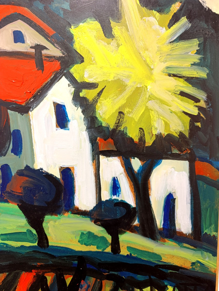 Henri AUTRAN (1926-2007), Le Mas à Tourtour (Var),  Huile sur panneau, signée, titrée au dos-photo-3