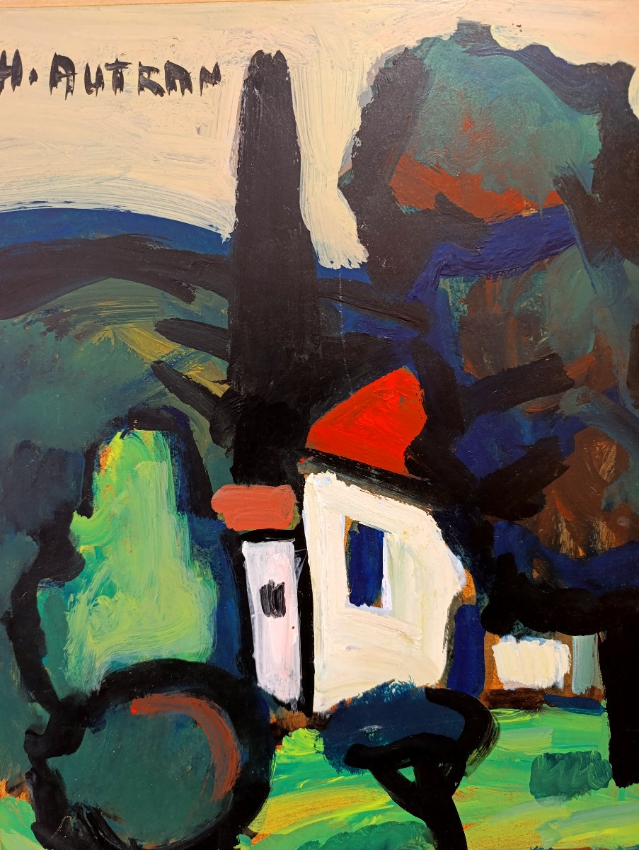 Henri AUTRAN (1926-2007), Le Mas à Tourtour (Var),  Huile sur panneau, signée, titrée au dos-photo-4