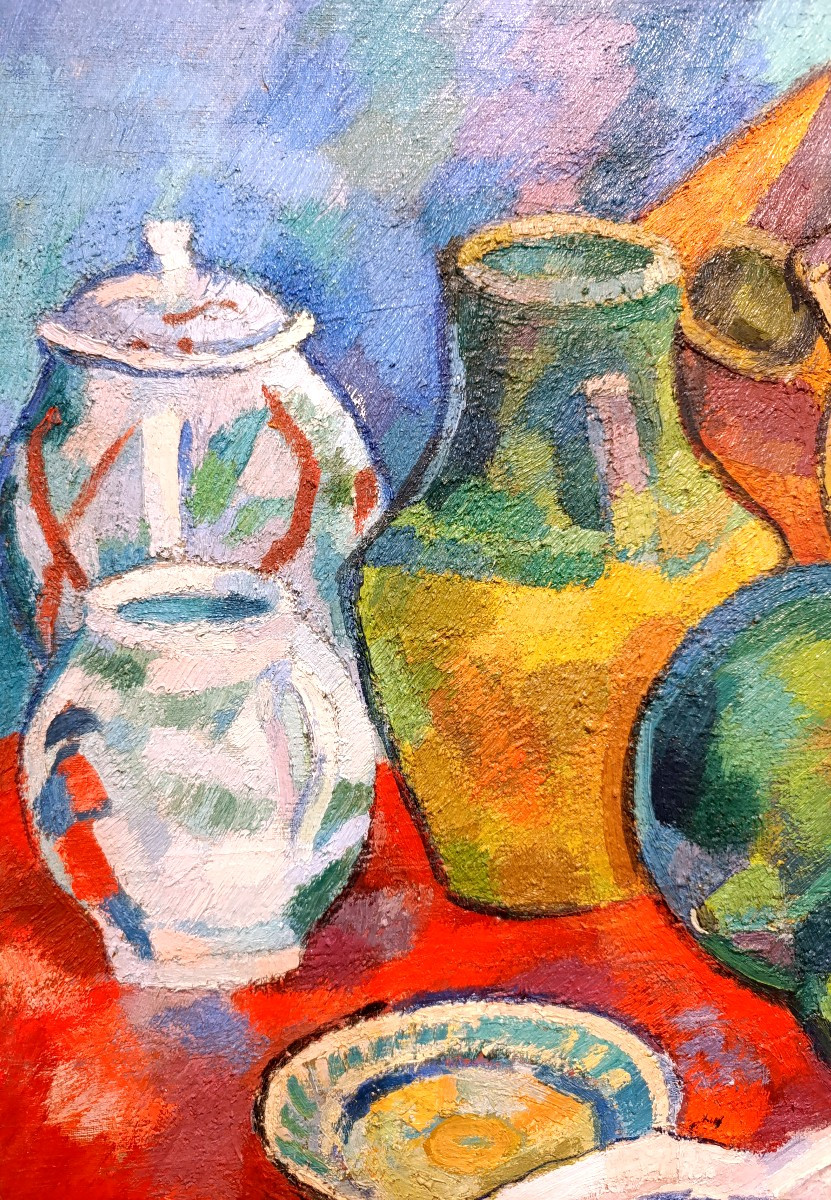 Pierre Ambrogiani (1907-1985), Grande Nature Morte Au Pichet, Oil On Canvas Signed, Framed-photo-3