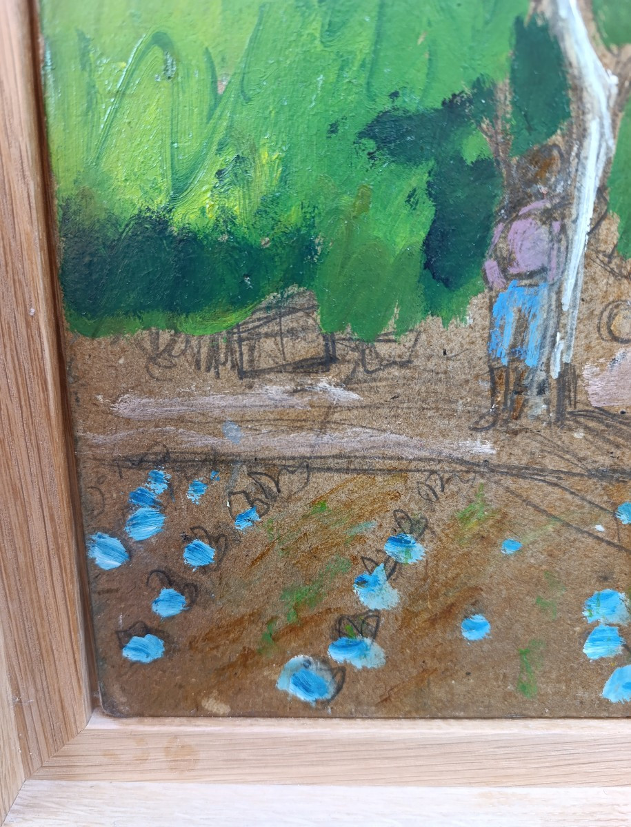 A. Chabaud (1882-1955), The Vegetable Garden, Oil On Cardboard, Signed On The Right, Framed-photo-1