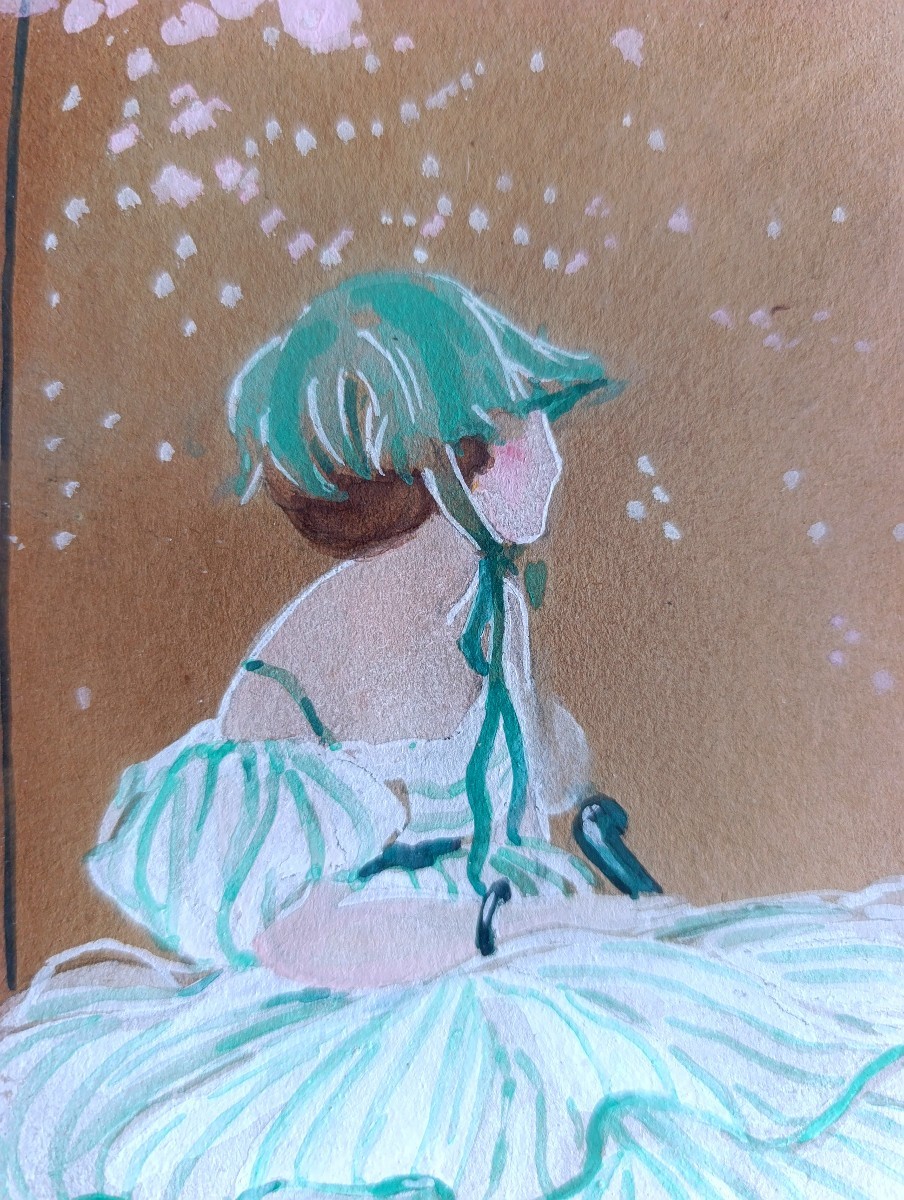 Ecole Française XXème, Au jardin, Gouache japonisante signée, datée 1919, encadrée-photo-2