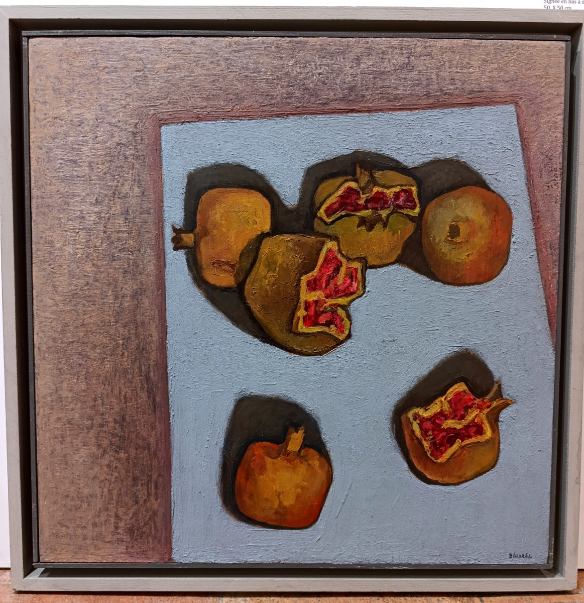 Jean-Pierre BLANCHE (1927-2022), Six grenades, Huile sur toile, signée à droite-photo-2