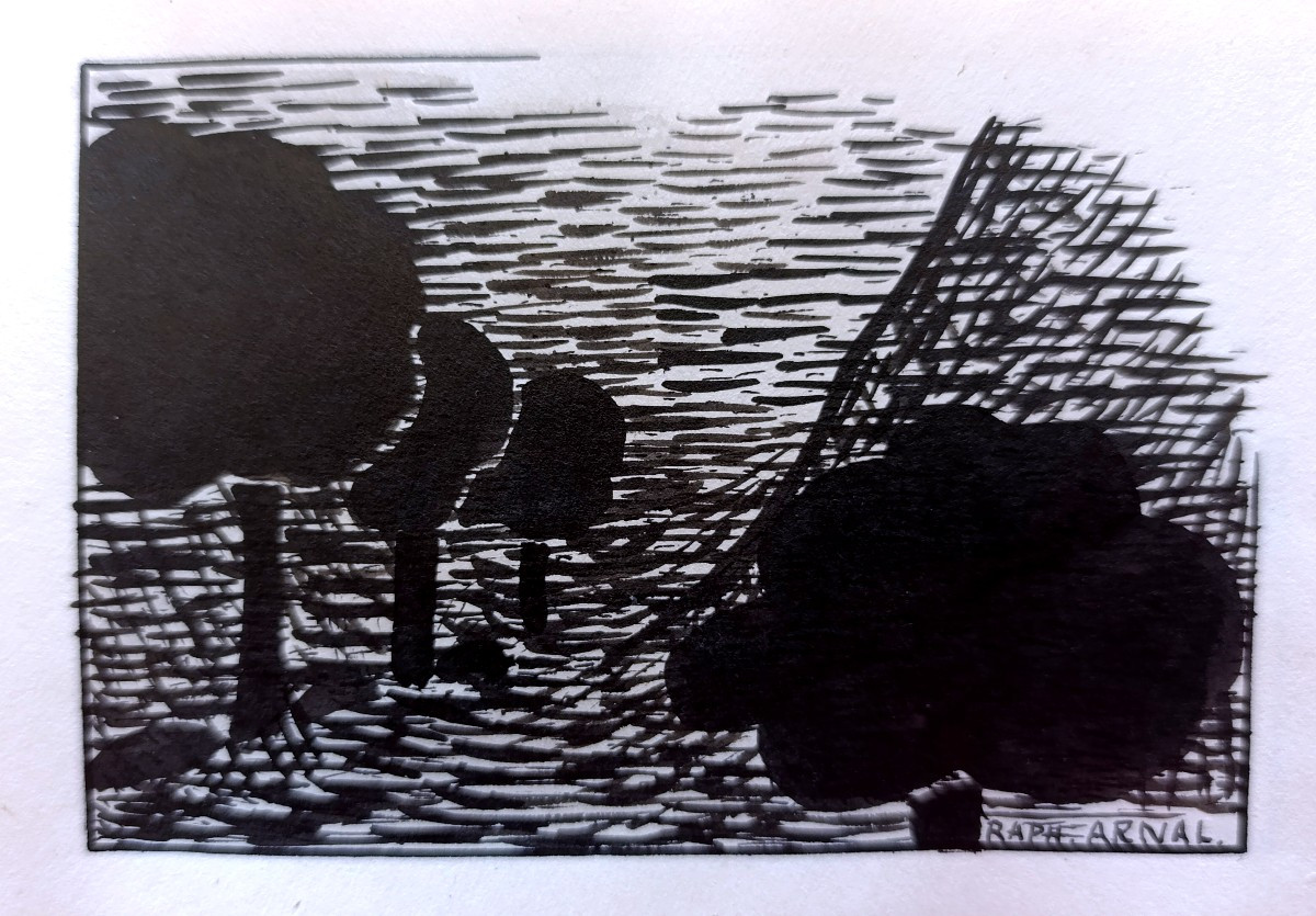 Raphael Arnal (1906-1963), Le Brouillard, Ink On Paper, Signed, Framed, 1932