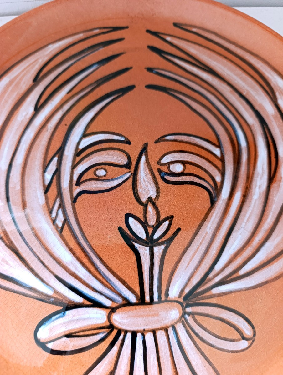 Jean Marais (1913-1998), Glaces Ceramic Plate, Face Decoration 1970s-photo-2