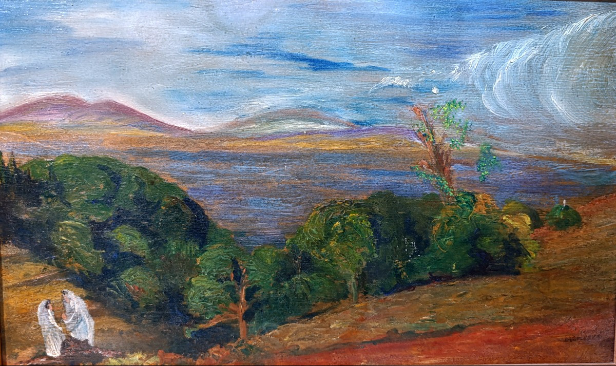 Azouaoui Mammeri (1890-1954), Paysage De Kabylie, Oil On Wood Signed, Framed