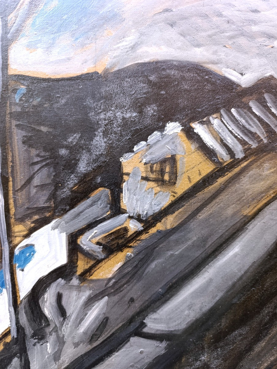 A. Chabaud (1882-1955), La route des Alpilles, huile sur carton signée, encadrée -photo-4