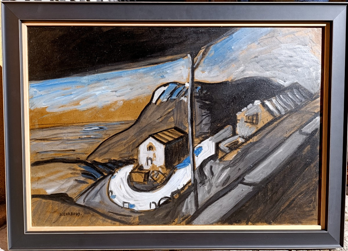 A. Chabaud (1882-1955), La route des Alpilles, huile sur carton signée, encadrée -photo-3