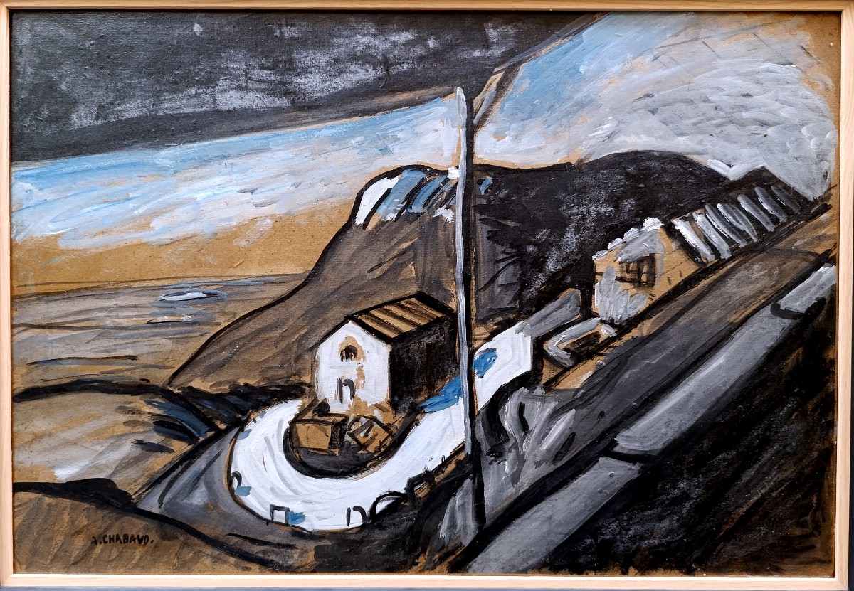 A. Chabaud (1882-1955), La route des Alpilles, huile sur carton signée, encadrée 